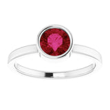 Platinum 6 mm Lab-Grown Ruby Ring