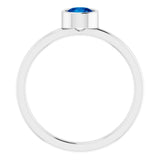 Rhodium-Plated Sterling Silver 5 mm Imitation Blue Sapphire Ring