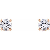 14K Rose Gold 4 mm Natural White Sapphire Earrings