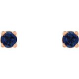 14K Rose Gold 2.5 mm Lab-Grown Blue Sapphire Earrings
