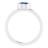 Rhodium-Plated Sterling Silver 5.5 mm Natural Blue Sapphire Ring