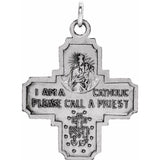 14K White 18x18 mm Four-Way Cross Medal