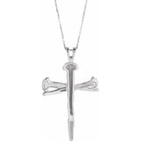 Sterling Silver 18x26 mm Nail Design Cross 18" Necklace