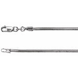 Rhodium-Plated Sterling Silver 1.5 mm Snake 20" Chain