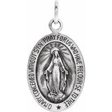 14K White 12x8 mm Oval Miraculous Medal