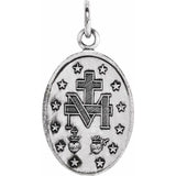 14K White 19x14 mm Oval Miraculous Medal