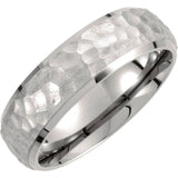 Titanium 7 mm Hammered Finish Beveled-Edge Band  Size 7