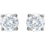 Sterling Silver 4.5 mm Imitation White Cubic Zirconia Earrings