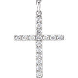 14K White 1 3/8 CTW Natural Diamond Cross Pendant
