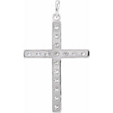 14K White 1 3/8 CTW Natural Diamond Cross Pendant