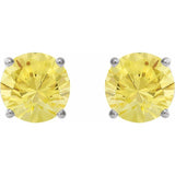 14K White Gold 5 mm Natural Yellow Sapphire Earrings