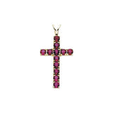 14K Yellow Natural Ruby Cross Pendant