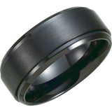 Black Titanium 9 mm Ridged Band Size 9