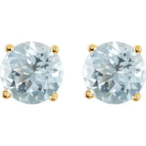 14K Yellow Gold 2.5 mm Natural Aquamarine Earrings