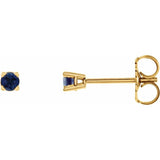 14K Yellow Gold 2.5 mm Natural Blue Sapphire Earrings