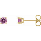 14K Yellow Gold 2.5 mm Natural Pink Sapphire Earrings