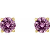14K Yellow Gold 2.5 mm Natural Pink Sapphire Earrings