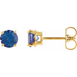14K Yellow Gold 5 mm Natural Tanzanite Earrings