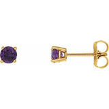 14K Yellow Gold 4 mm Natural Amethyst Earrings