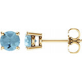 14K Yellow Gold 5 mm Natural Aquamarine Earrings