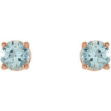 14K Rose Gold 4 mm Natural Aquamarine Earrings