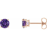 14K Rose Gold 5 mm Natural Amethyst Earrings