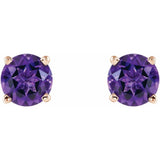 14K Rose Gold 5 mm Natural Amethyst Earrings
