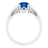 14K White Lab-Grown Blue Sapphire Ring