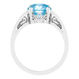 14K White Natural Swiss Blue Topaz Ring