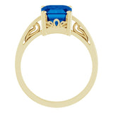 14K Yellow Lab-Grown Blue Sapphire Scroll Setting® Ring