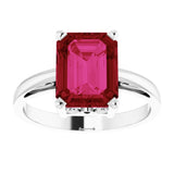 14K White Lab-Grown Ruby Scroll Setting® Ring