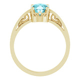 14K Yellow Natural Blue Zircon Ring