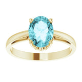 14K Yellow Natural Blue Zircon Ring