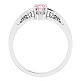 14K White Natural Pink Morganite Ring