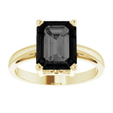 14K Yellow Natural Black Onyx Scroll Setting® Ring