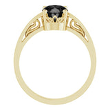 14K Yellow Natural Black Onyx Ring