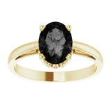 14K Yellow Natural Black Onyx Ring