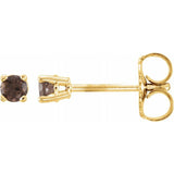 14K Yellow Gold 2.5 mm Natural Smoky Quartz Earrings