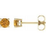14K Yellow Gold 4 mm Natural Citrine Earrings