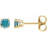 14K Yellow Gold 2.5 mm Natural Sky Blue Topaz Earrings