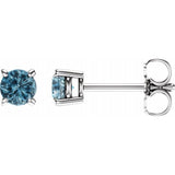 14K White Gold 4 mm Natural Sky Blue Topaz Earrings