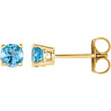 14K Yellow Gold 4 mm Natural Sky Blue Topaz Earrings