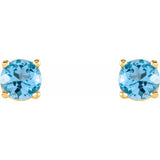 14K Yellow Gold 4 mm Natural Sky Blue Topaz Earrings