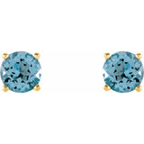 14K Yellow Gold 5 mm Natural Sky Blue Topaz Earrings