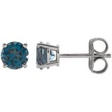 14K White Gold 5 mm Natural London Blue Topaz Earrings