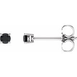 14K White Gold 2.5 mm Natural Black Onyx Earrings