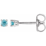 14K White Gold 2.5 mm Natural Blue Zircon Earrings