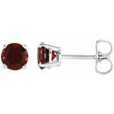 14K White Gold 5 mm Natural Mozambique Garnet Earrings