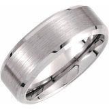 Tungsten 8 mm Beveled-Edge Band with Satin Center Size 7.5