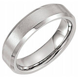 Tungsten 6 mm Satin & Polished Beveled-Edge Band Size 6